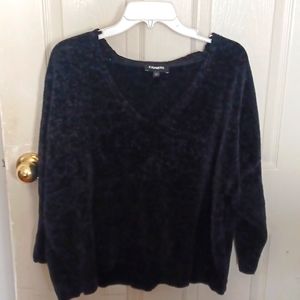 NWOT Express Black Chenille V Neck Sweater. Size XL